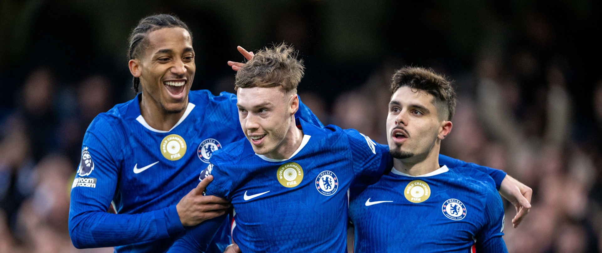 Selebrasi penggawa Chelsea setelah Cole Palmer cetak gol dalam kemenangan atas Everton di Premier League