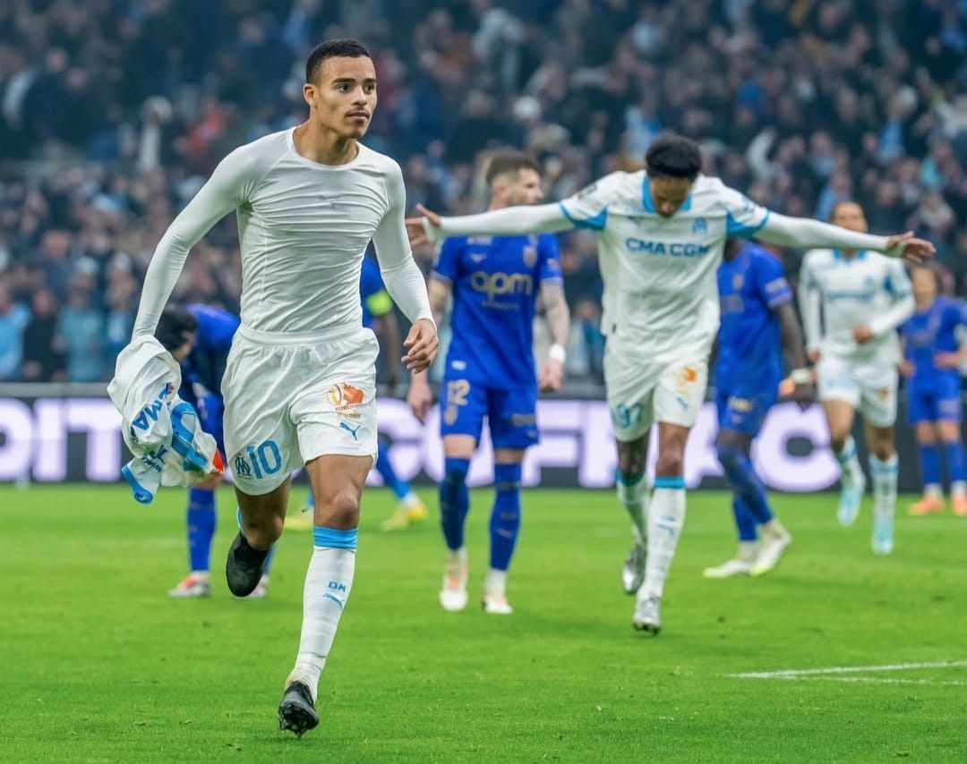 Selebrasi Mason Greenwood setelah mencetak gol kemenangan Marseille atas AS Monaco di Ligue 1