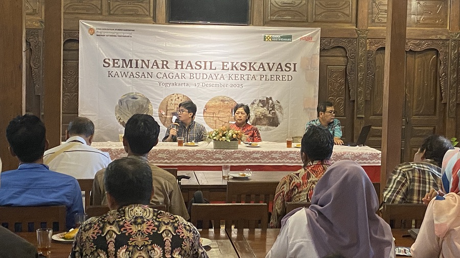 Agenda Seminar Hasil Ekskavasi Kawasan Cagar Budaya Kerta-Plered di Yogyakarta, Rabu (17/12/2025).