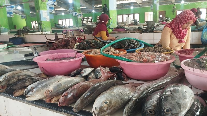 Beragam ikan yang dijual di Pasar Ikan Pantai Depok