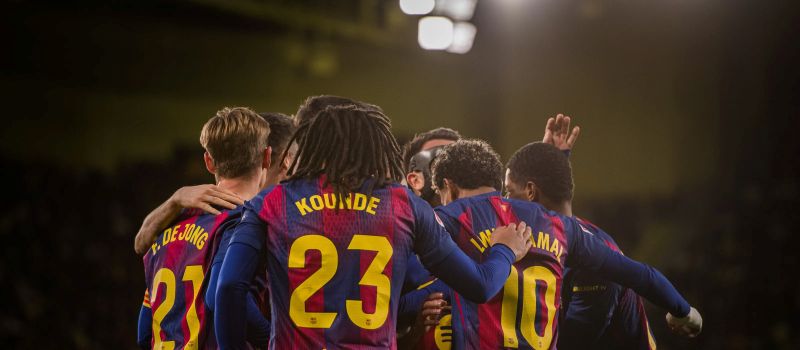 Para pemain Barcelona rayakan kemenangan atas Villarreal di La Liga