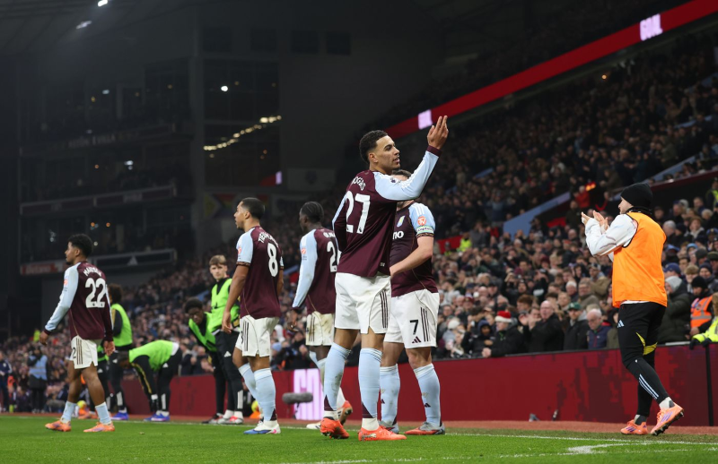 Selebrasi Morgan Rogers dalam kemenangan 2-1 Aston Villa atas Manchester United