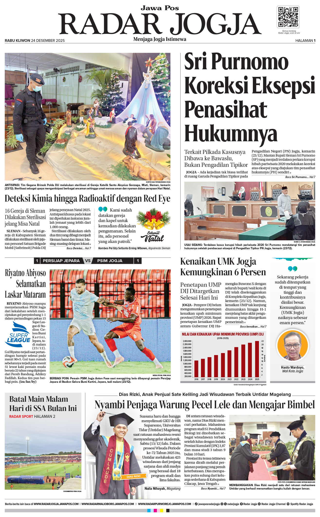 Jawa Pos - Radar Jogja, edisi Rabu 24 Desember 2025