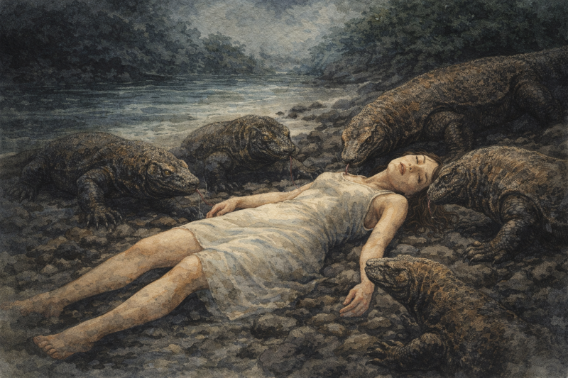 Ilustrasi Biawak memakan jasad wanita di Baubau, Sulawesi Tenggara.