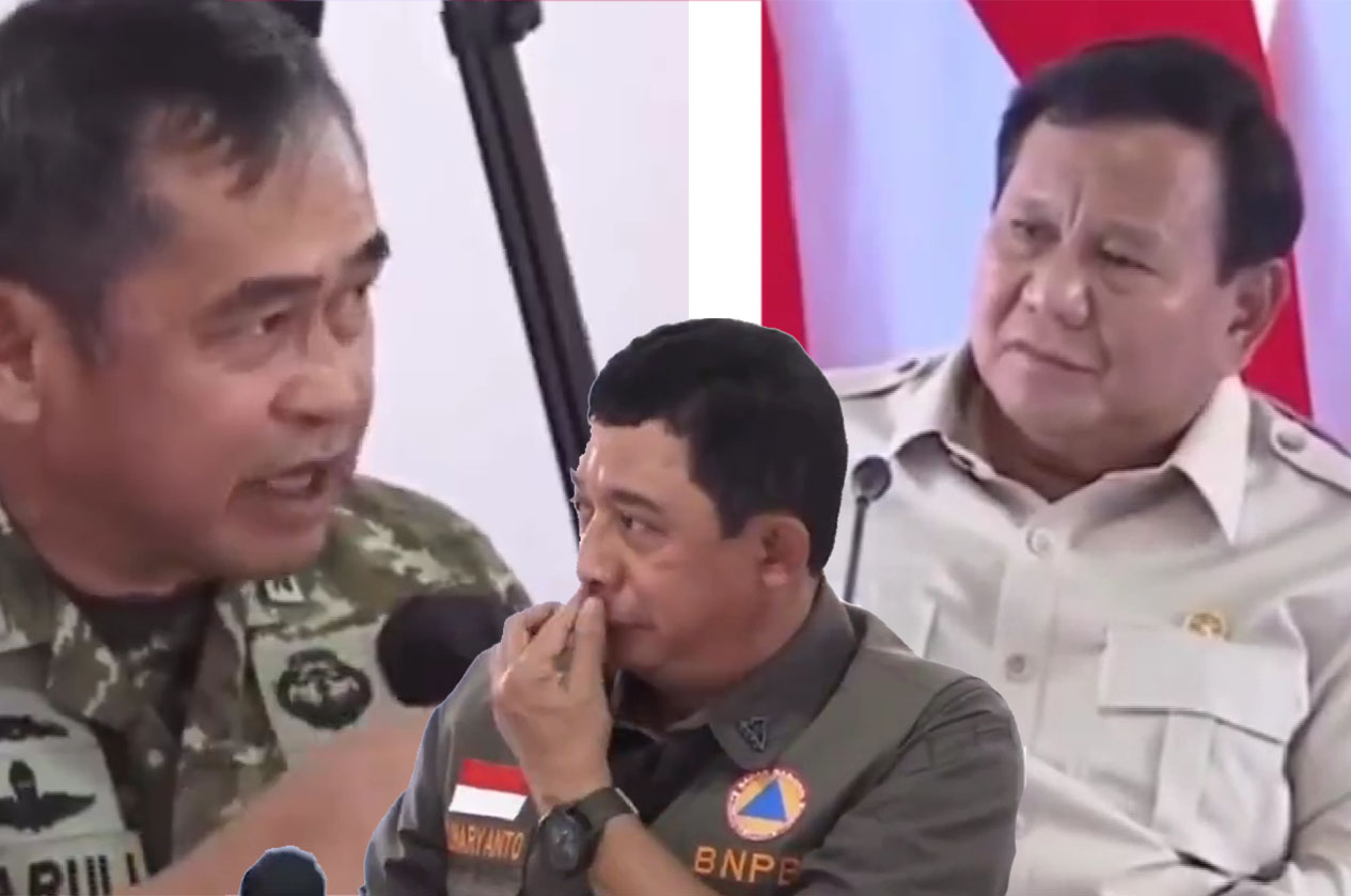 DARI KIRI: Kasad TNI Maruli Simanjuntak, Ketua Badan Nasional Penanggulangan Bencana (BNPB) Suharyanto dan Presiden Prabowo Subianto saat membahas anggaran sumur bor.