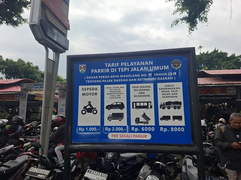 SUDAH BERLAKU: Pemkot Magelang memasang tarif parkir baru untuk motor dan mobil di Kota Magelang.