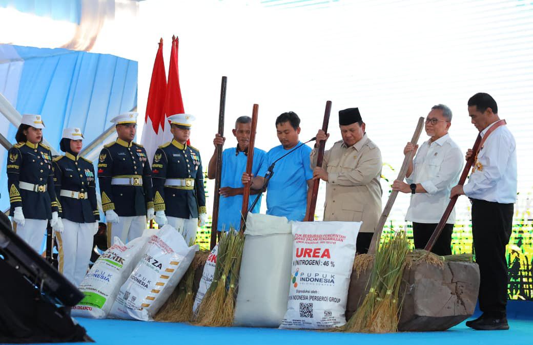 Presiden Prabowo pada perayaan pencatatan swasembada pangan di Indonesia