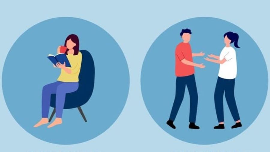 Ilustrasi Perbedaan Kepribadian Introvert dan Ekstrovert (Pinterest)