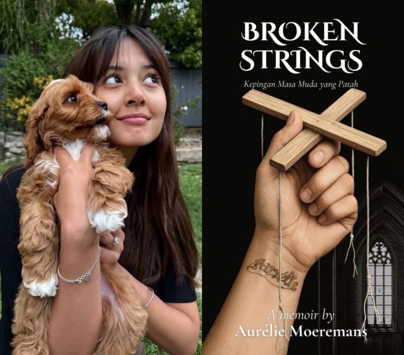 Aurelie Moeremans serta penampilan cover buku yang ditulis berdasarkan kisah nyatanya.