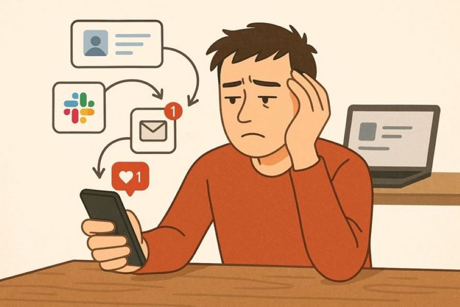 Ilustrasi Seseorang dengan Beban Psikologis dari Ketakutan Tertinggak di Era Digital