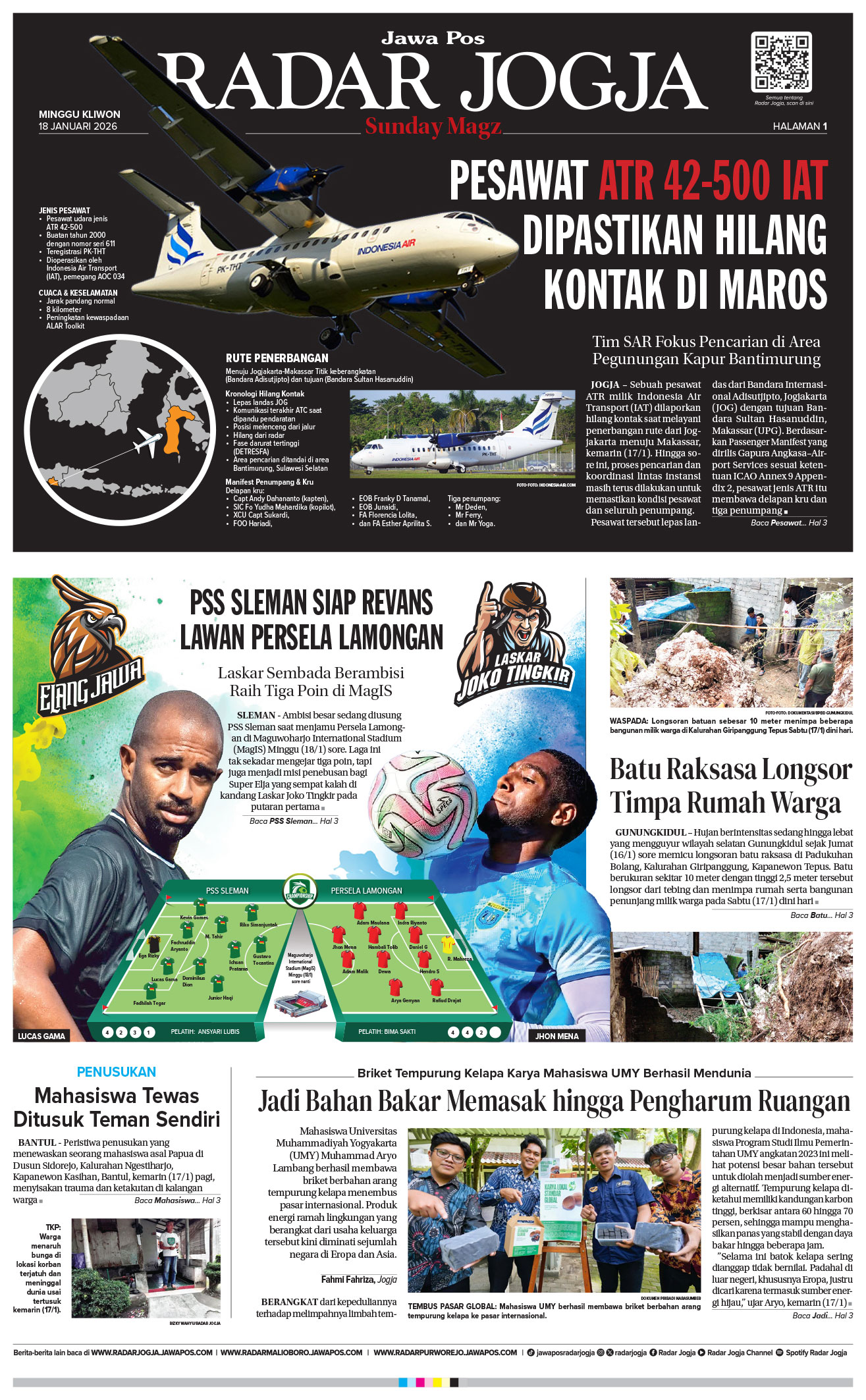 Jawa Pos - Radar Jogja, edisi Minggu 18 Januari 2026