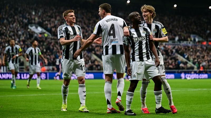 Selebrasi pemain Newcastle United dalam kemenangan PSV Eindhoven di Liga Champions