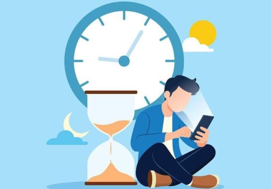 Ilustrasi Seseorang yang Larut dalam Layar Ponsel (Pinterest)