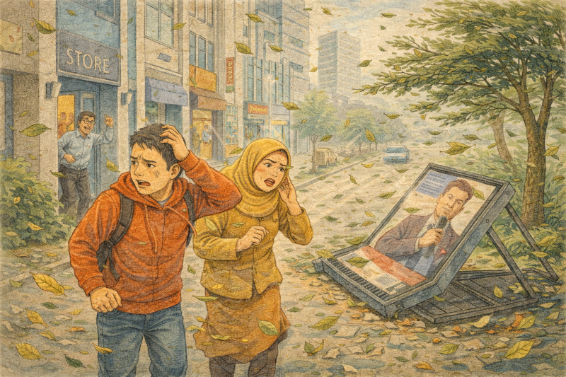 Ilustrasi cuaca cerah namun berangin.