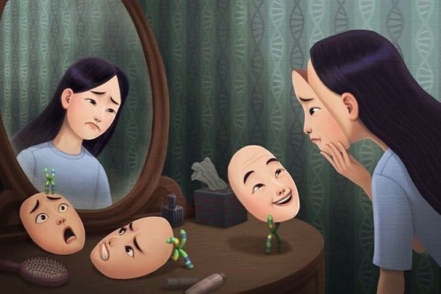 Ilustrasi Menyembunyikan Perasaan Sebenarnya di Balik Topeng Kebahagiaan (Pinterest)