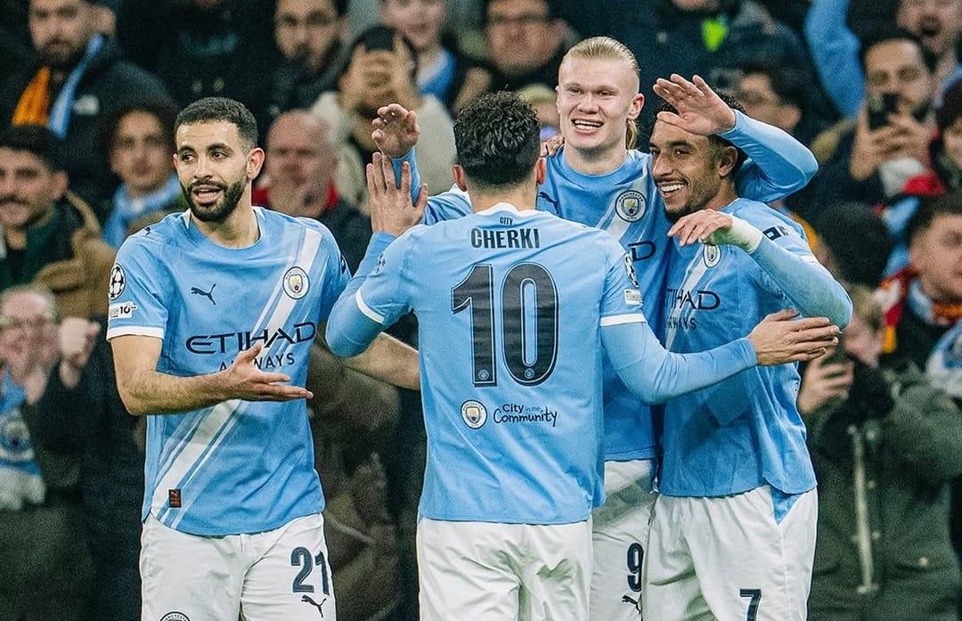 Selebrasi pemain Manchester City dalam kemenangan atas Galatasaray di Liga Champions