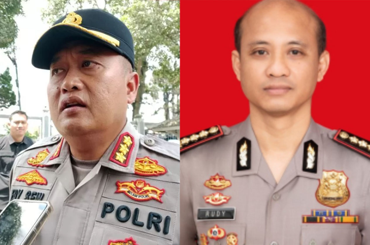 DARI KIRI; Kombes Pol Edy Setyanto Erning Wibowo dan Dir Resnarkoba Polda DIY Kombes Pol Roedy Yoelianto.