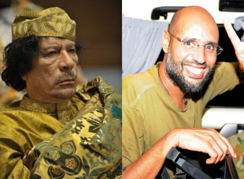 Mendiang mantan pemimpin Libya yaitu, Muammar Khadafi serta anaknya Saif Al Islam Khadafi yang tewas akibat pembunuhan.