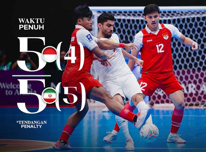 Timnas Indonesia menjadi runner up AFC Futsal Asian Cup 2026 setelah takluk dari Iran di adu penalti