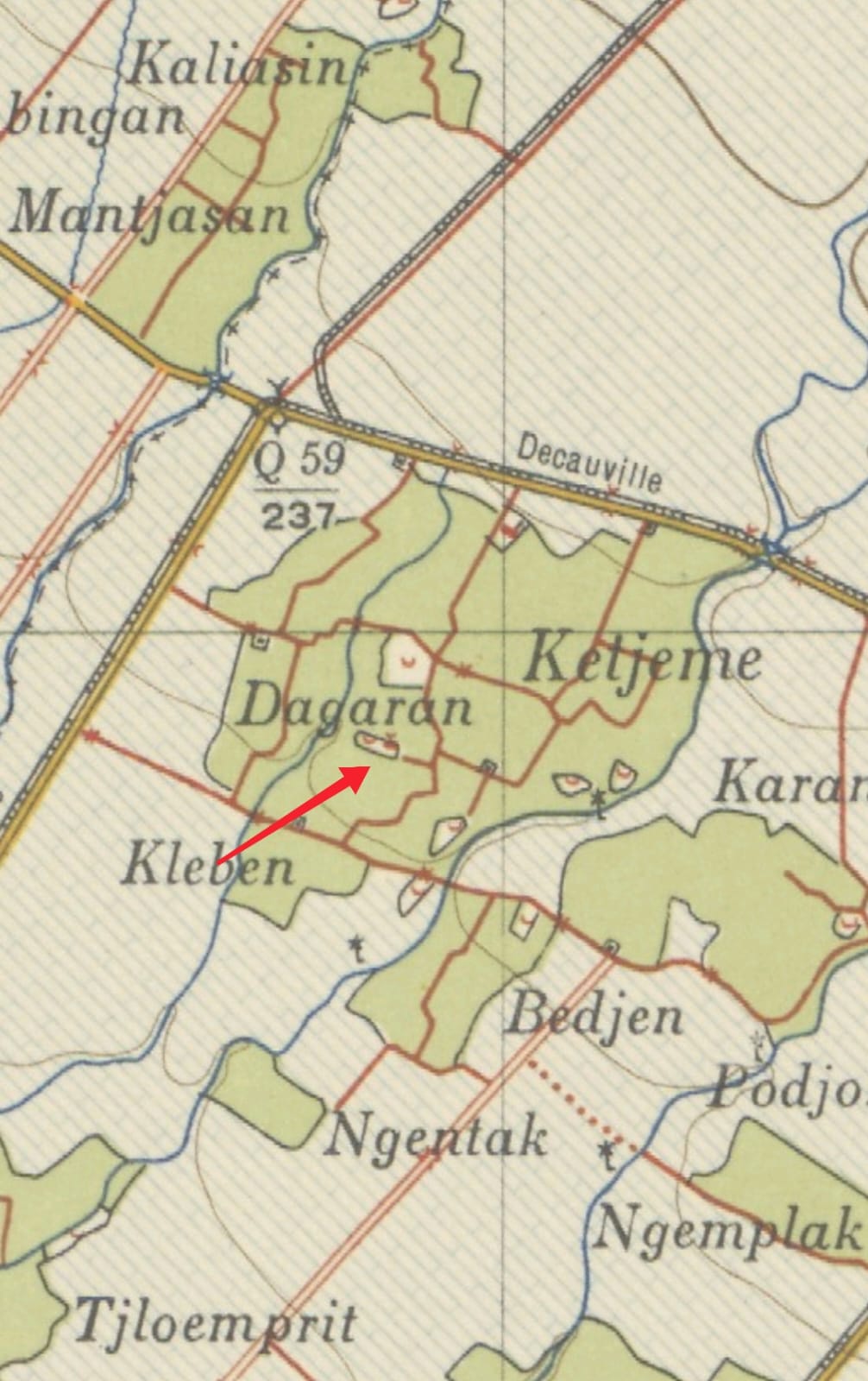 Peta Belanda yang diterbitkan Dinas Topografi Hindia Belanda pada 1933.