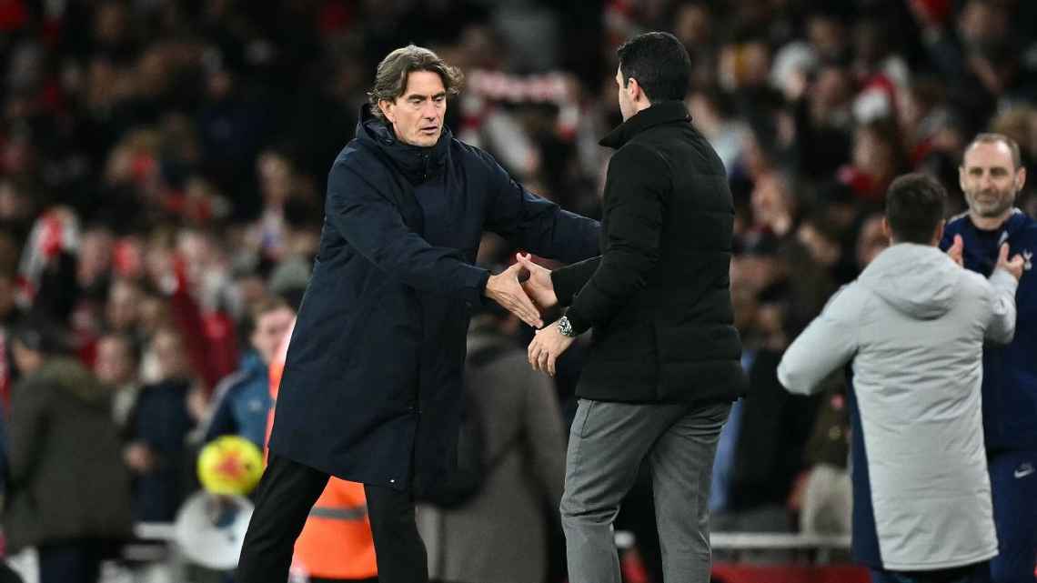 Pelatih Arsenal, Mikel Arteta mengaku sedih atas pemecatan Thomas Frank dari Tottenham Hotspur