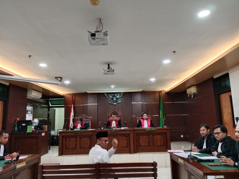 Sidang Pledoi Terdakwa Perdana Arie di Pengadilan Negeri Sleman, Rabu (18/2/2026).&nbsp;