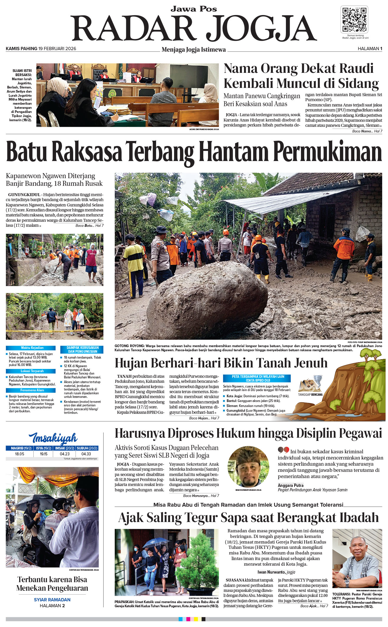 Jawa Pos - Radar Jogja, edisi Kamis 19  Februari 2026