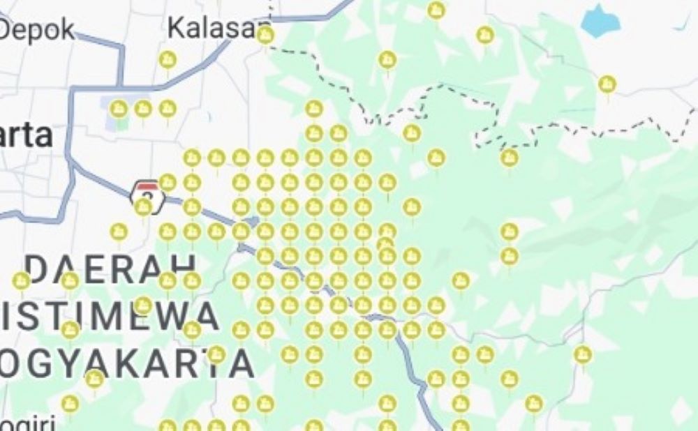 Titik lokasi gempa di DIY.