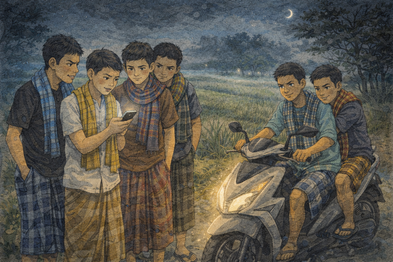 Ilustrasi sekelompok pemuda hendak melancarkan aksi perang sarung.