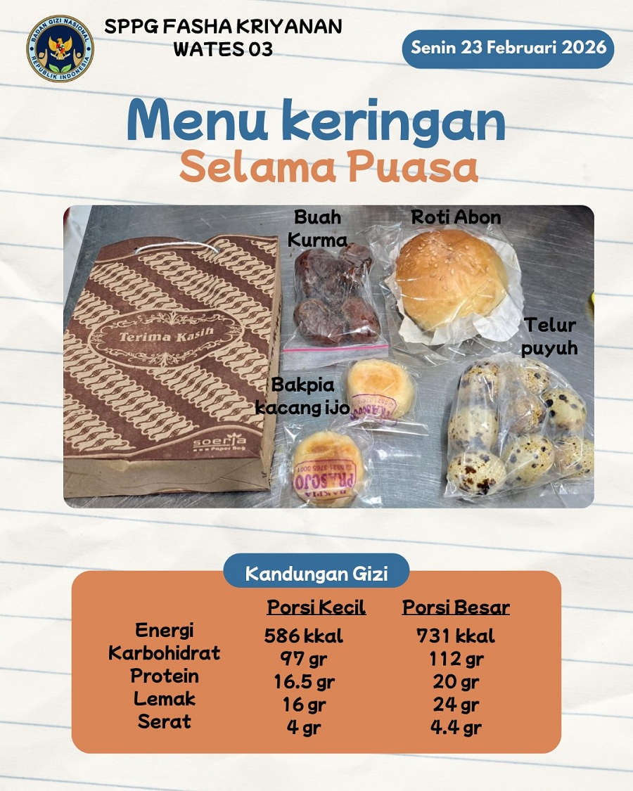 Gambar Postingan Menu MBG SPPG Fasha Kriyanan.