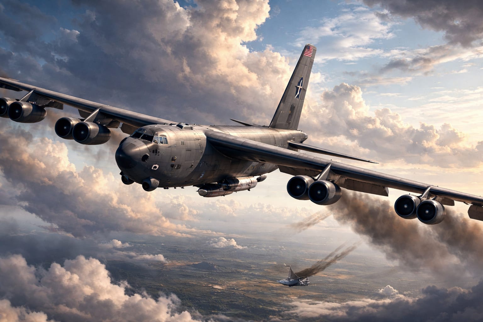 Pesawat pengebom Amerika B-52 Stratofortress. 