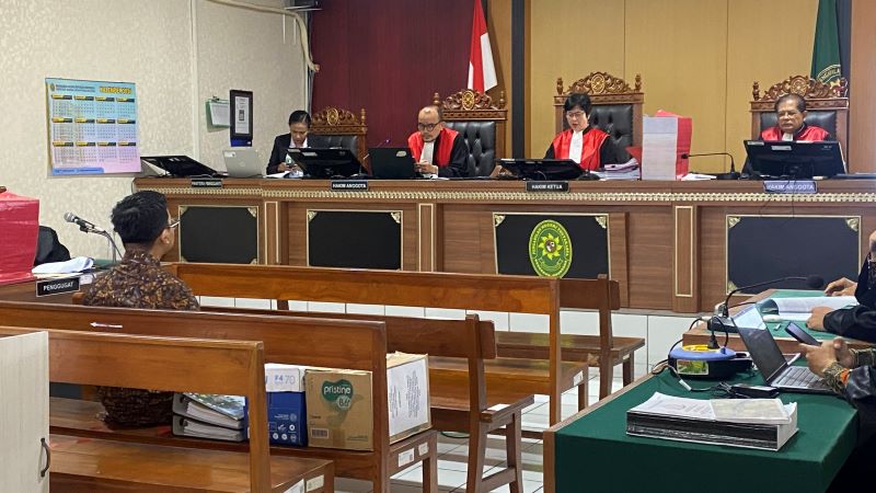 Sidang kasus hibah dana pariwisata Sleman dengan agenda pemeriksaan ahli di Pengadilan Tipikor Jogja Senin (23/2).