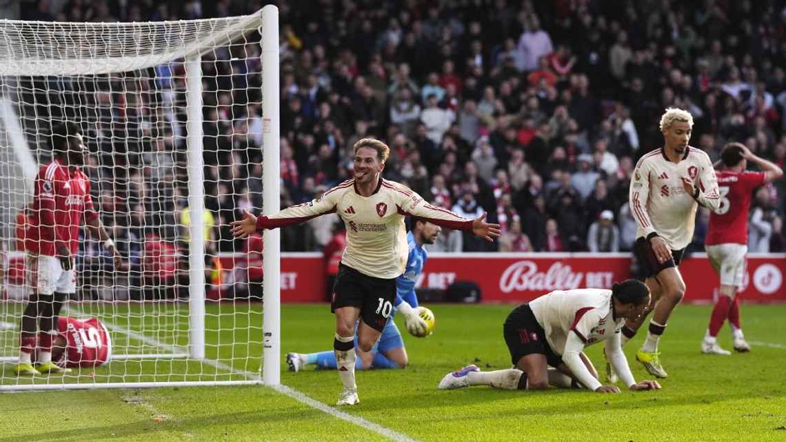 Alexis Mac Allister mencetak gol kemenangan Liverpool di menit akhir atas Nottingham Forest di City Ground