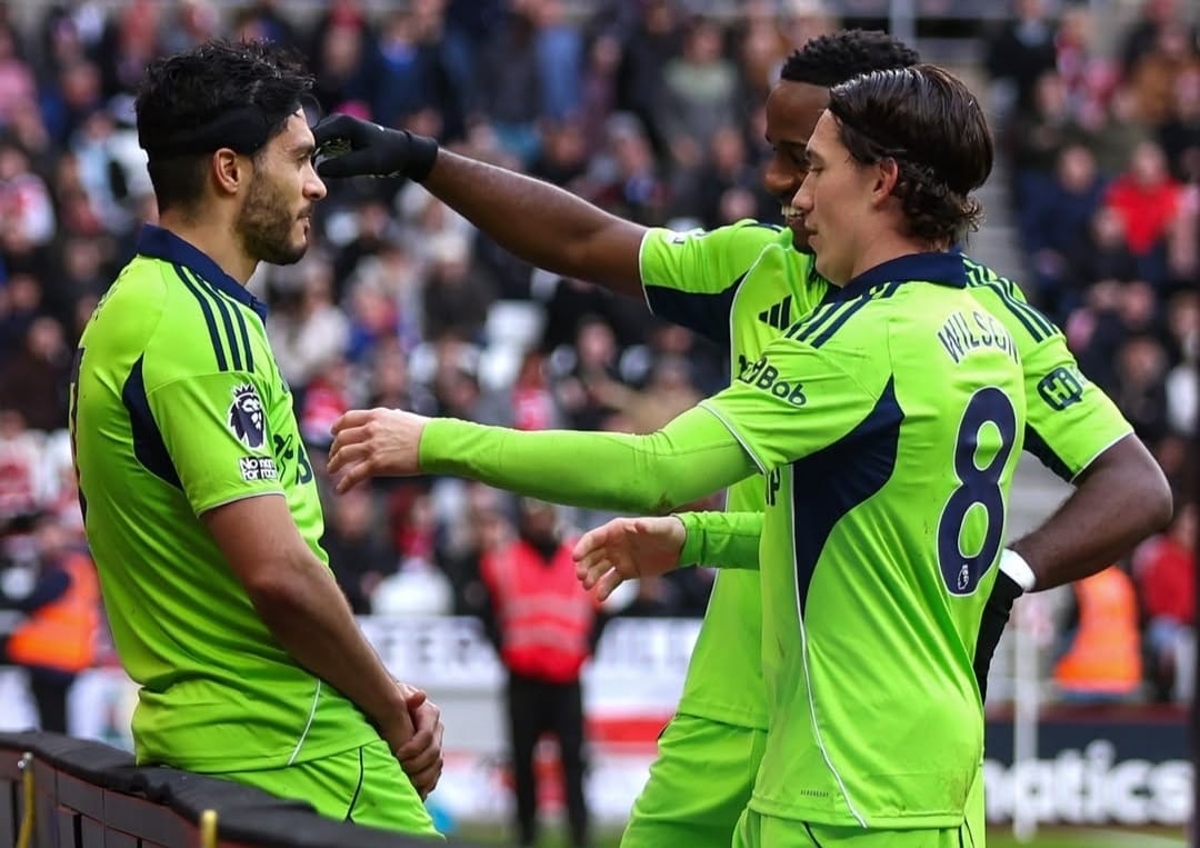 Selebrasi pemain Fulham setelah Raul Jimenez mencetak gol dalam kemenangan atas Sunderland di Premier League