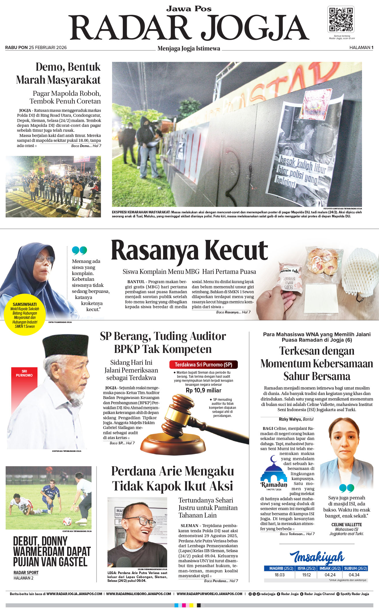 Jawa Pos - Radar Jogja, edisi Rabu 25 Februari 2026