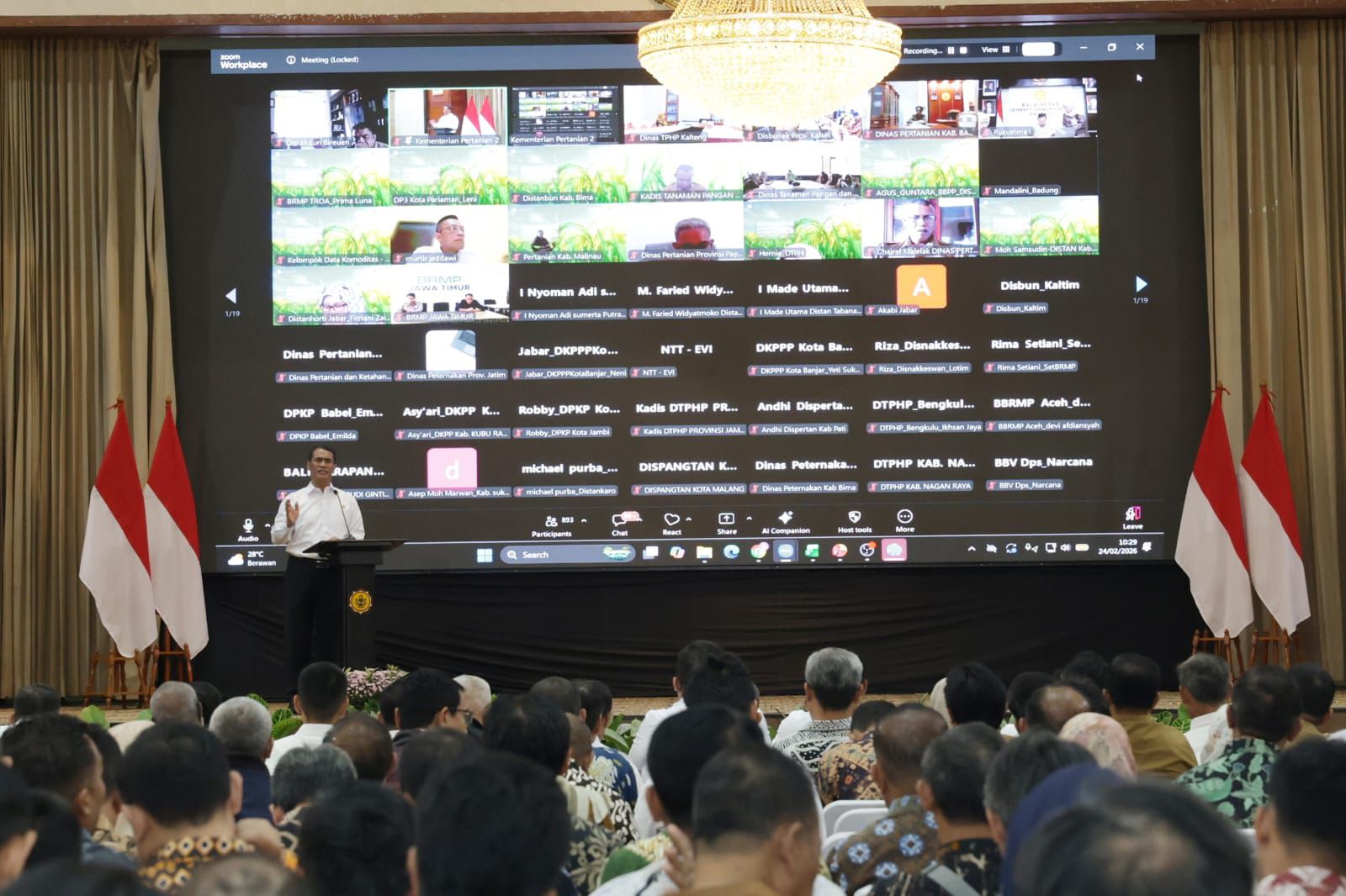 Mentan Amran&nbsp; saat memimpin Rakor Nasional Pertanian, Selasa (24/2/2026).