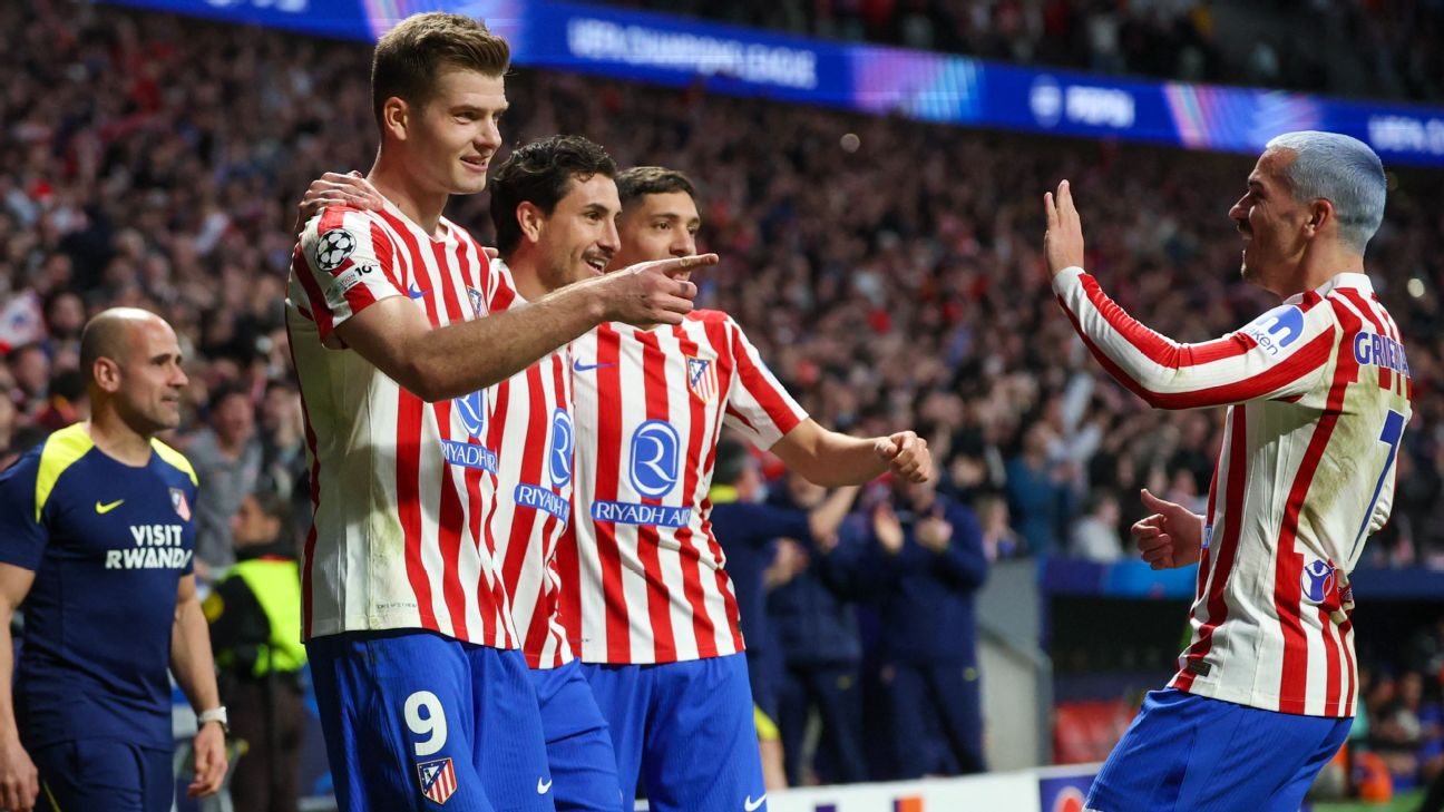 Selebrasi pemain Atletico Madrid dalam kemenangan atas Club Brugge untuk amankan tiket ke babak 16 besar Liga Champions