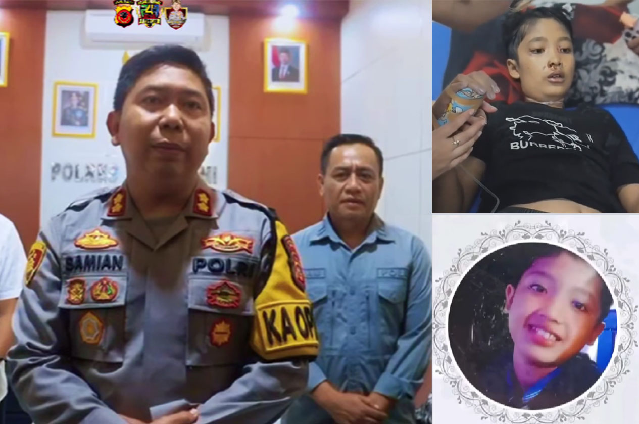 Kapolres Sukabumi AKBP Samian dan korban dugaan kekerasan ibu tiri.