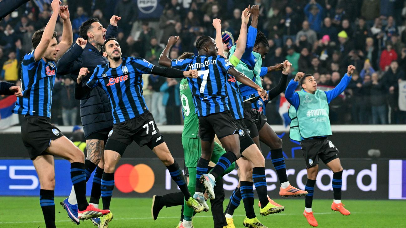 Selebrasi pemain Atalanta dalam kemenangan atas Borussia Dortmund di Liga Champions