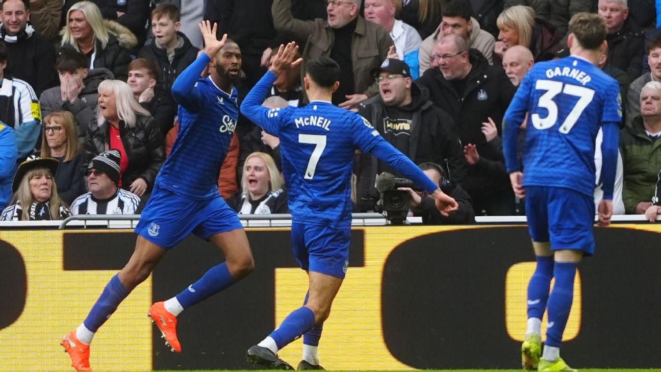Selebrasi pemain Everton dalam kemenangan atas Newcastle United