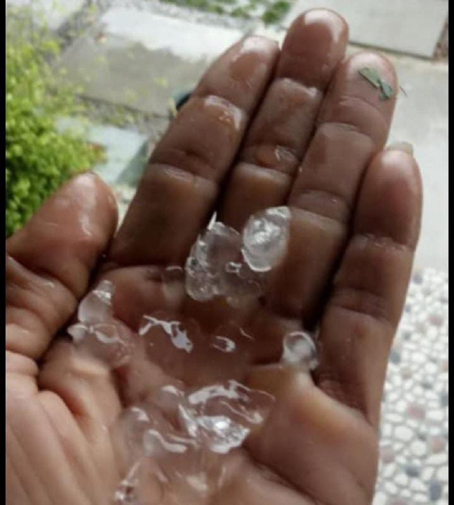 Butiran hujan es yang didokumentasikan oleh warga Rejosari pada Selasa (3/3/2026) sore .