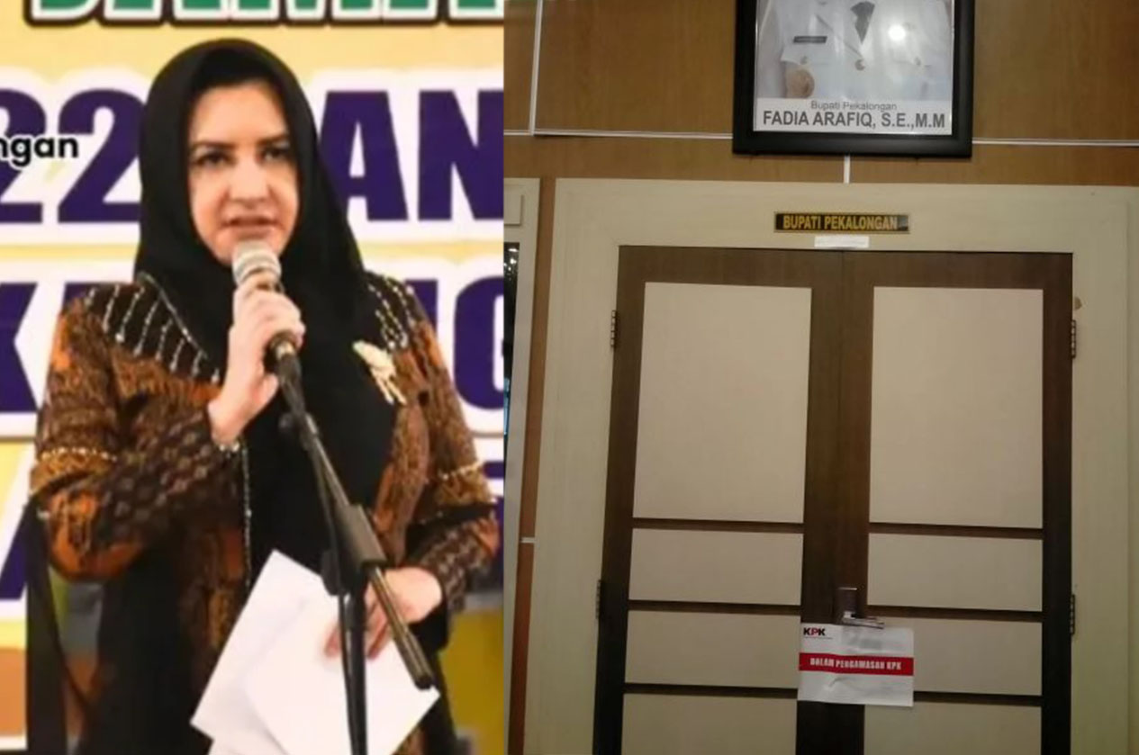 Bupati Pekalongan Fadia Arafiq dan kantornya yang ditempel segel KPK.
