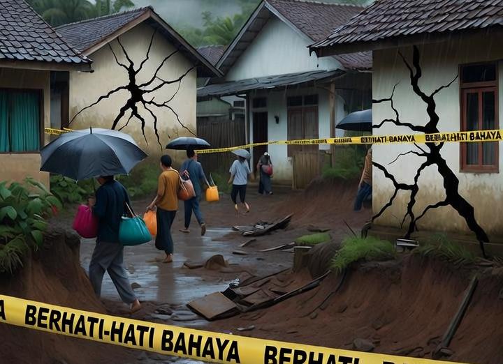 Ilustrasi tanah retak di Sedayu Bantul. 