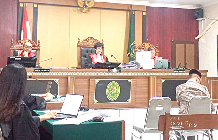Sidang lanjutan kasus korupsi dana hibah pariwisata Sleman 2020 yang digelar di Gedung Pengadilan Negeri (PN) Jogjakarta, Jumat (6/3).