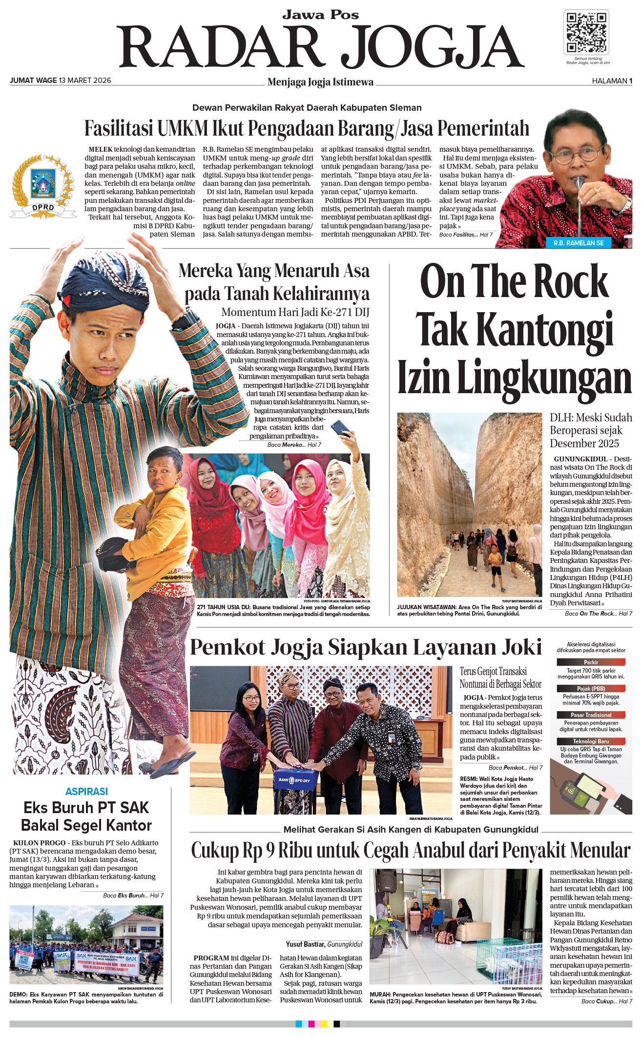 Jawa Pos - Radar Jogja, edisi Jumat 13 Maret 2026