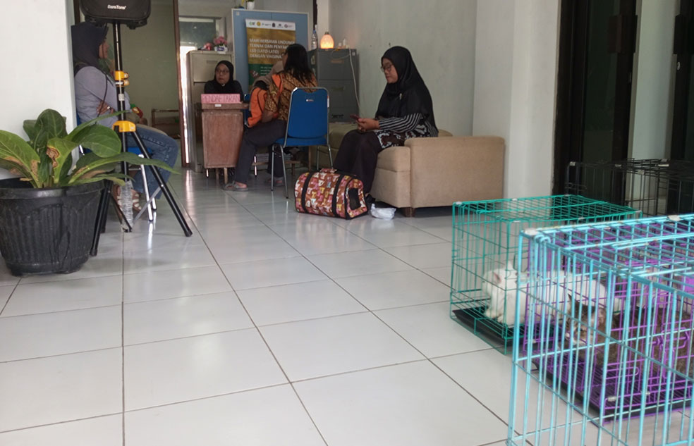MURAH: Pengecekan kesehatan hewan di UPT Puskeswan Wonosari, Kamis (12/3) pagi. Pengecekan kesehatan per item hanya Rp 3 ribu.