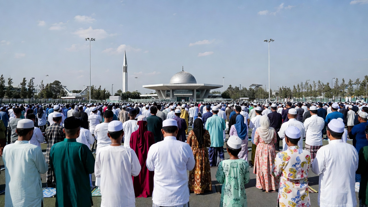 Ilustrasi sholat Idul Fitri 2026 yang digelar Jumat 20 Maret 2026. 