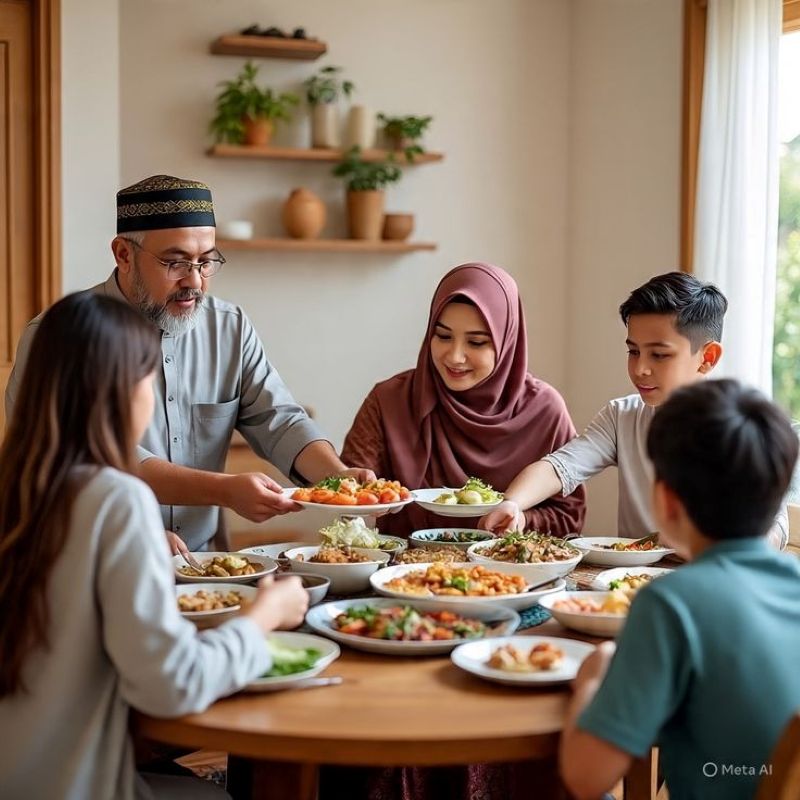 Ilustrasi kumpul keluarga saat lebaran. 