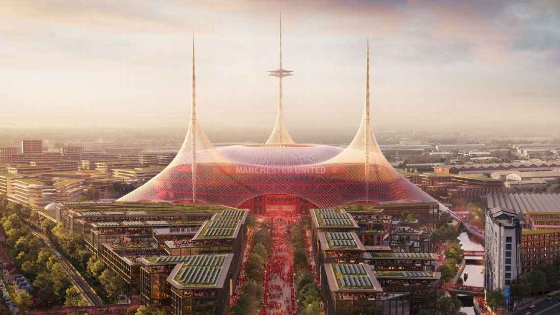 Gambaran rencana stadion baru Manchester United dengan kapasitas 100 ribu penonton