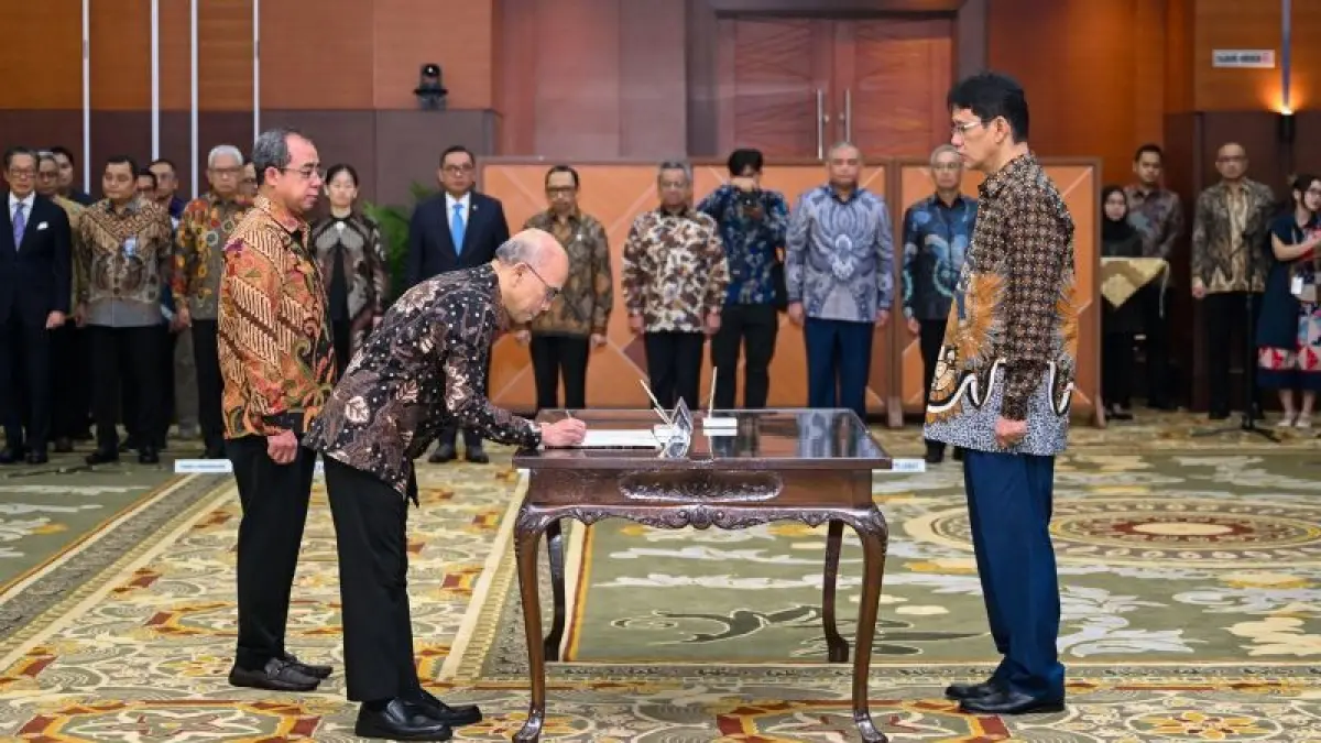 Proses pelantikan Robert Leonard Marbun sebagai Sekretaris Jenderal Kementerian Keuangan. (Laman Resmi Kemenkeu)
